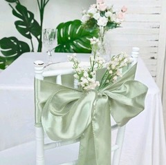 100 Pieces Sage Green Satin Chair Sashes for Wedding Reception Party Hotel Home