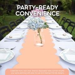 Peach Plastic Disposable Table Runner. 5 Pack 14 x 108 inch. Scallop Table Ru…