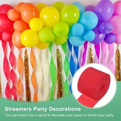 6-Rolls 492ft Crepe Paper Streamer for DIY [Red-1.8 Inch x 82 Ft/Roll]