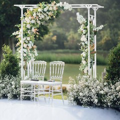 81″ Rustproof Metal Garden Arch Wedding Arbour Archway Outdoor Climbing Trellis