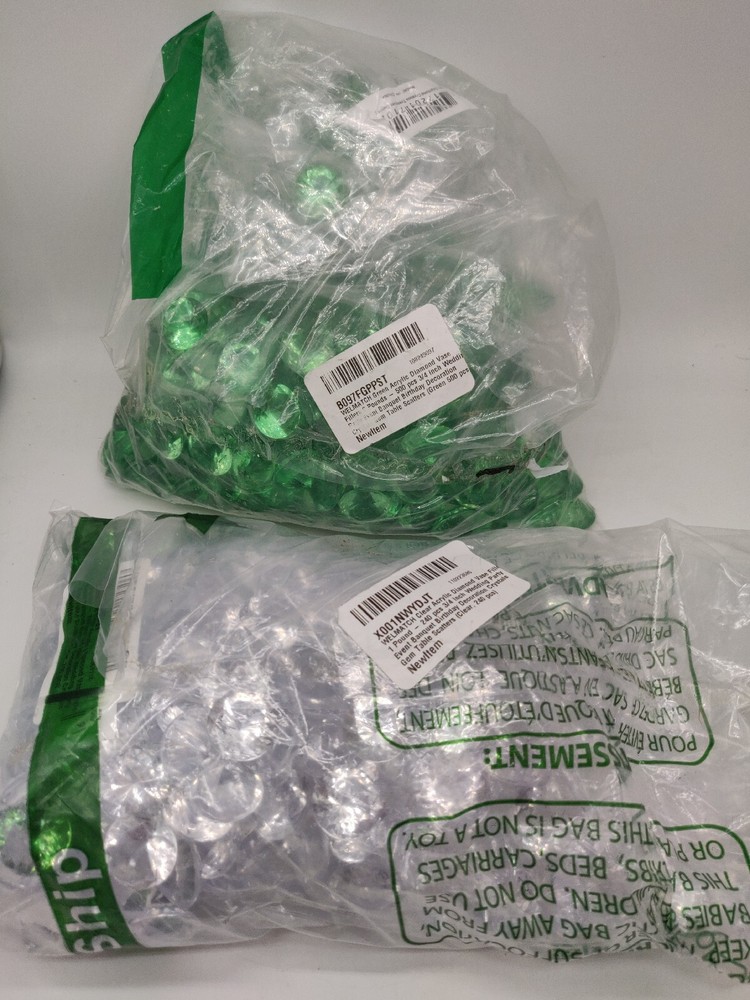 2lb Clear/Green Acrylic Diamonds Wedding Bridal Shower Vase Fillers Centerpiece