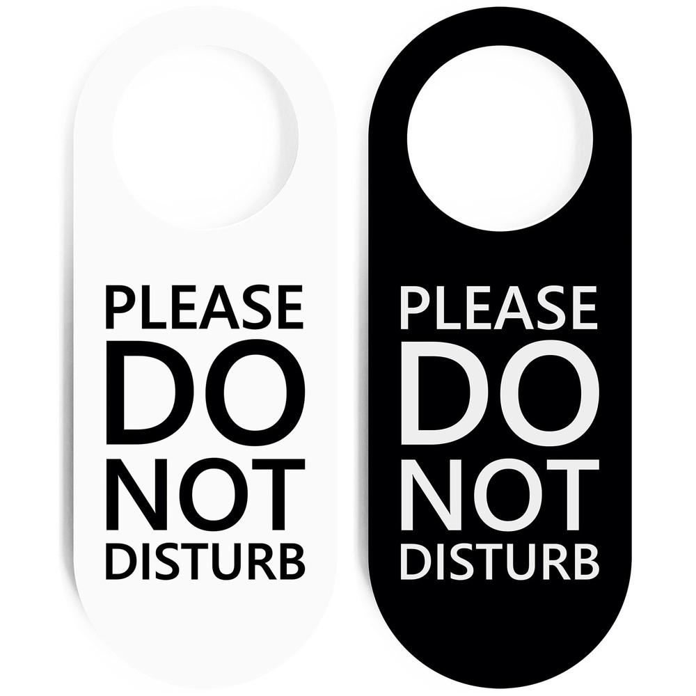 Do Not Disturb Door Hanger Sign 2 Pack (Black & White Double Sided) Please Do…