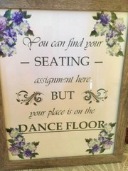 NWT Wedding Sign Seating Assignment Dance Floor Wood Glass Frame Party Decor