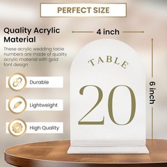 Wedding Table Numbers 1-20 – Frozen Design, Acrylic Cards With Gold Number, P…