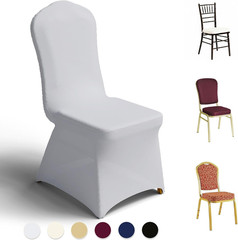 Spandex Banquet Chair Covers 100 Pcs White for Wedding Party | Stretch Polyester