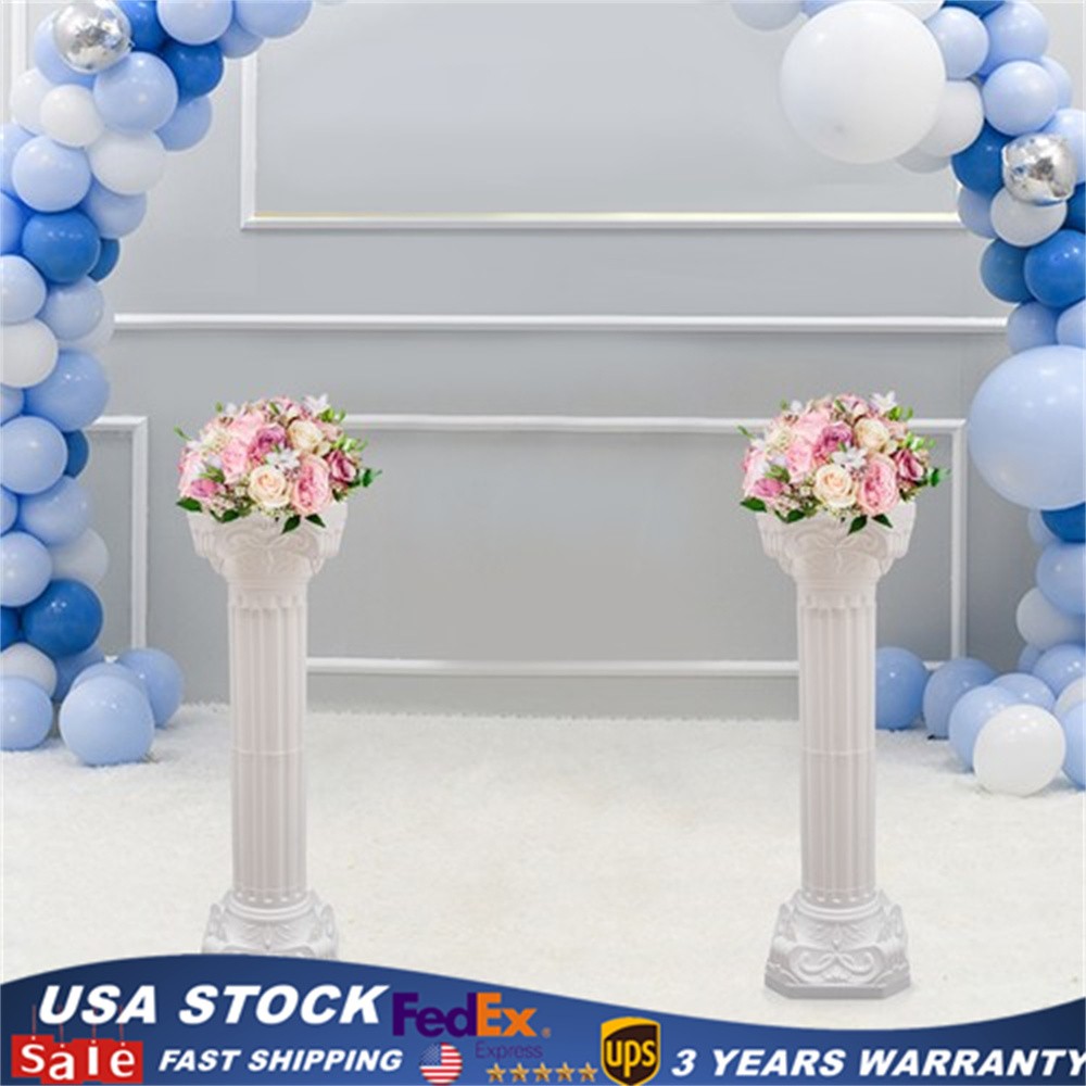 2 Pcs White Roman Pillar Wedding Roman Column Decorative Flowerpot Holder Column