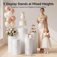 5Pcs Cylinder Stands for Party Pedestal Display Plinth Pillars for Wedding Decor