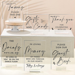 6 Pcs Clear Acrylic Wedding Signs for Reception and Ceremony 5” x 7” Wedding S