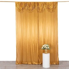 10×10 ft GOLD Double Drape Satin CURTAIN Photography Backdrop Panel Party