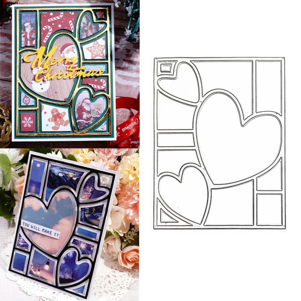 Heart Rectangle Frame Metal Die Cuts,Splicing Rectangular Background Wedding …