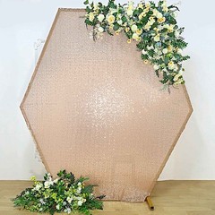 8 ft BLUSH Sparkle Sequin Hexagon Backdrop STAND COVER Party Events Decorations