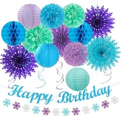 Winter-Wonderland Christmas-Snowflake Frozen Birthday Party Blue Purple Teal
