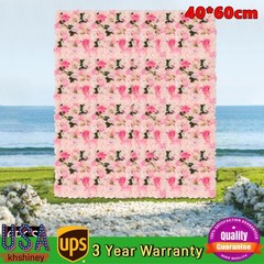 6PCS Pink Artificial Flower Panel Wedding Party Background Floral Decor Wall
