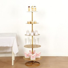Gold 5-Tier 4.5 ft Round Metal Champagne Tower Stand Party Events