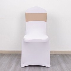 10 Nude Spandex CHAIR SASHES with Silver Round Buckles Wedding Decorations SALE