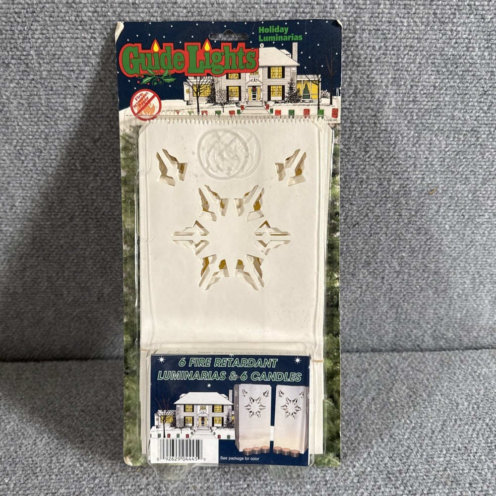 6 Luminary Bags White Snowflake Christmas Luminaria Candle Guide Lights New USA