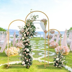 Metal Arch Backdrop Stand Gold Wedding Arch Stand Set of 3(6FT/5FT/4FT)for Party