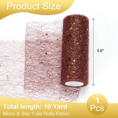 Moon & Star Tulle Rolls Fabric, 6″ x 10 Yard Nylon Tulle Ribbon, Wine Red