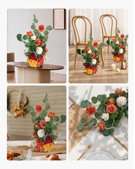VEVOR Freestanding Flower Arrangements Wedding Orange Floral Centerpieces 4 Pcs