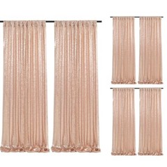 Sequin Backdrop Curtain 6 Pcs 2ftx8ft Wedding Party 6 pcs-2ftx8ft Rose Gold