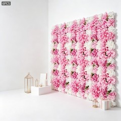 6 Pcs Artificial Flower Wall Panel, Artificial Floral Wall Decoration Backdrop