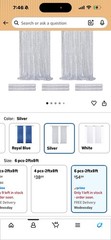 QueenDream Silver Sequin Sparkly Backdrop Curtains 6pcs 2ft x 8ft Wedding Decor