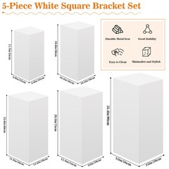 5PCS Metal White Cake Display Pedestal Stands Square Pillars for Party Wedding