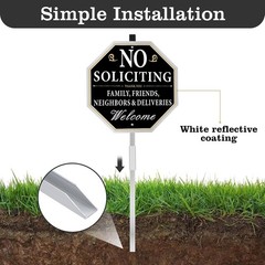 No Soliciting Sign for House with Stake, 10 x 10 Inches No Soliciting Yard Si…