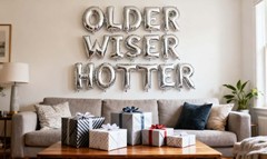 Older Wiser Hotter Foil Balloons Letter Banner Funny Birthday Decorations for…