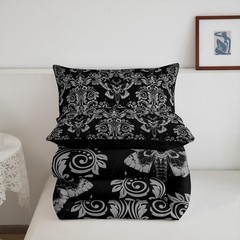 Feelyou Adults White Black Vintage Damask Floral Comforter Set Orie… Fast Ship