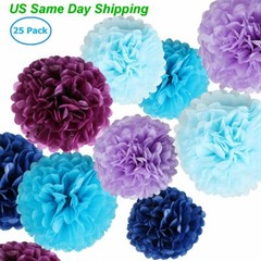Blue Paper Flowers Tissue Pom Poms Ball Party Home Outdoor Wedding Decor 25 Pcs