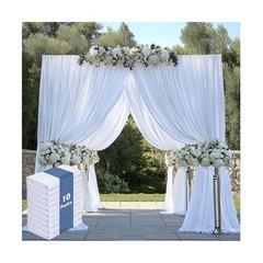 50FTx12FT White Wrinkle-Free Wedding Backdrop Curtain -Silky Washable White P…