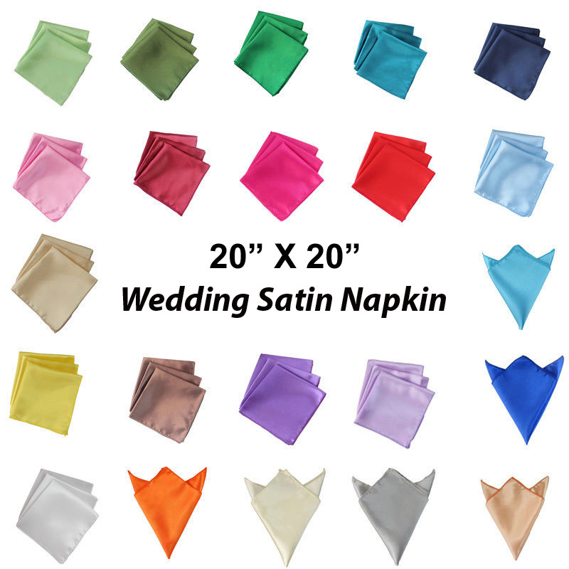 100pc 20″ X 20″ Square Satin Table Napkin handkerchief Hanky Wedding Party Decor