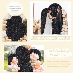 Set of 3 Arch Backdrop Cover Set of 3 – 6FT, 6.6FT, 7.2FT Black