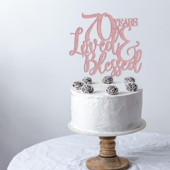 Glitter 70 Years Loved & Blessed Cake Topper – 70th Birthday Cake Decorating,…