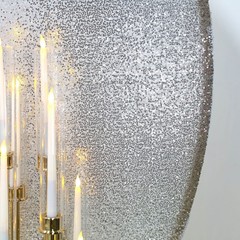 7.5 ft SILVER Metallic Sequin Round Backdrop STAND COVER Party Events