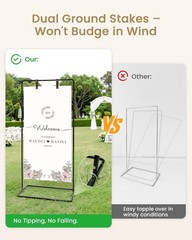 Wedding Welcome Sign Stand Easel Holder for Signs Black with Ground Stakes