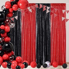 Versatile Red Sequin Backdrop Curtain 2 Panels 2Ft x 8Ft for Memorable Events