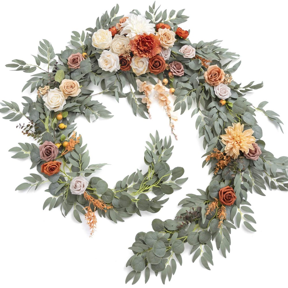 Ling’s Moment Fall 9FT Flower Garland for Backdrop Decorations – Wedding Arch…