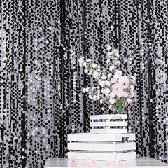BLACK 8×8 ft Big Payette Sequined BACKDROP CURTAIN Wedding Events Decorations