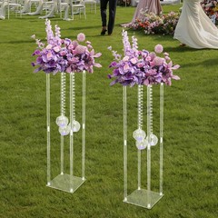 2Pcs Wedding Centerpieces Stand Wedding Flower Stand w/ Hanging Candle Holders