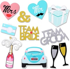 Capture Joy: 52 Count Wedding Photo Booth Props with Gold Glitter & Accessories