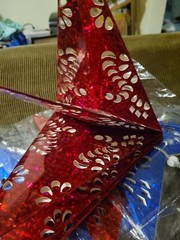 4 piece 30cm Hanging Paper Star Festival Lamp Pentagram Lanterns. 2 Blue, 2 Red.