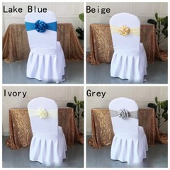 2/10pcs Spandex Stretch Sash Chair Cover Bow Ribbon Satin Flower Home Hotel
