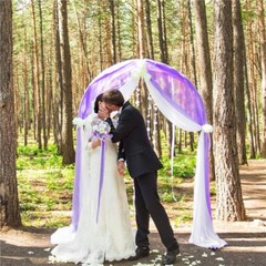 18FT Sheer Tulle Draping Arch Party Curtain Backdrop For Wedding Ceremony Decor