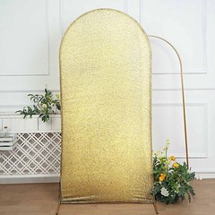 7 ft CHAMPAGNE Metallic Fitted Spandex Round Top Arch STAND COVER Party Events