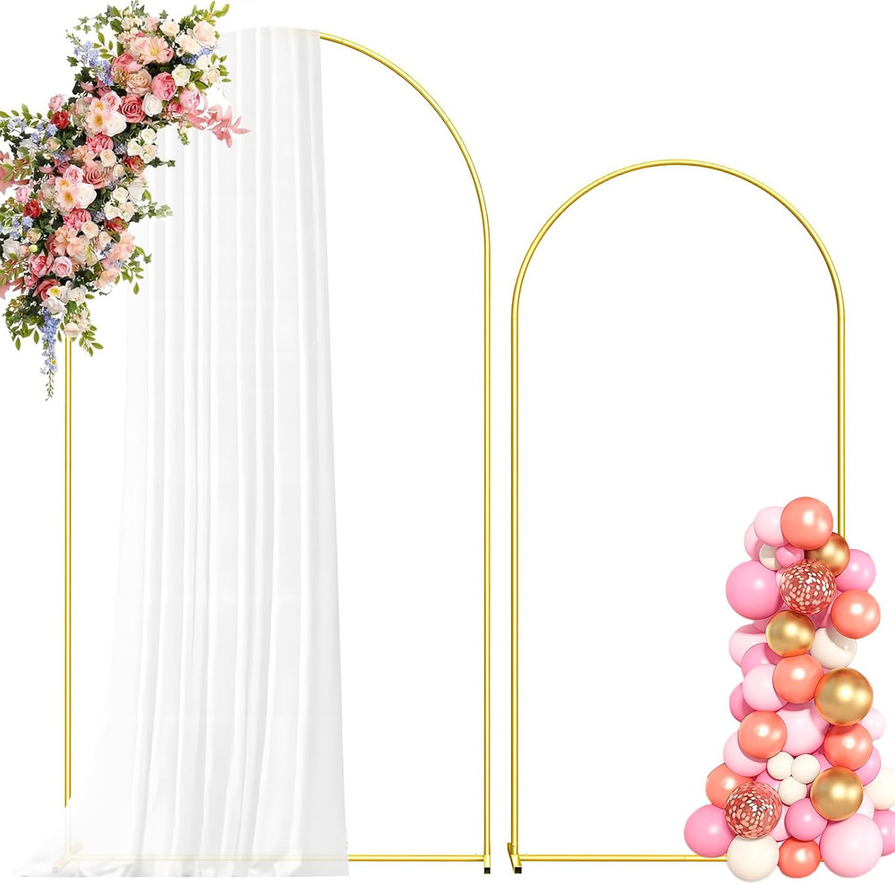 Gold Metal Arch Backdrop Stand Set of 2 7.2FT 6FT Wedding Balloon Decor Frames