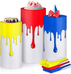 Set of 3 Paint Party Decorations Art Themed Cylinder Stand Covers Paint Splatter