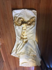 CHAIR COVER Wedding Banquet Party Reception Decorations White With Gold Sash Bow