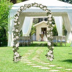 240x140cm Dark Green Garden Arch Metal Wedding Trellis Plant Support